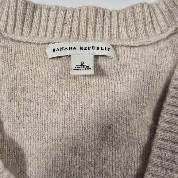 Banana Republic Wool Angora Beige Cardigan Wrap Belt Sweater Medium Rabbit Hair - Picture 5 of 9